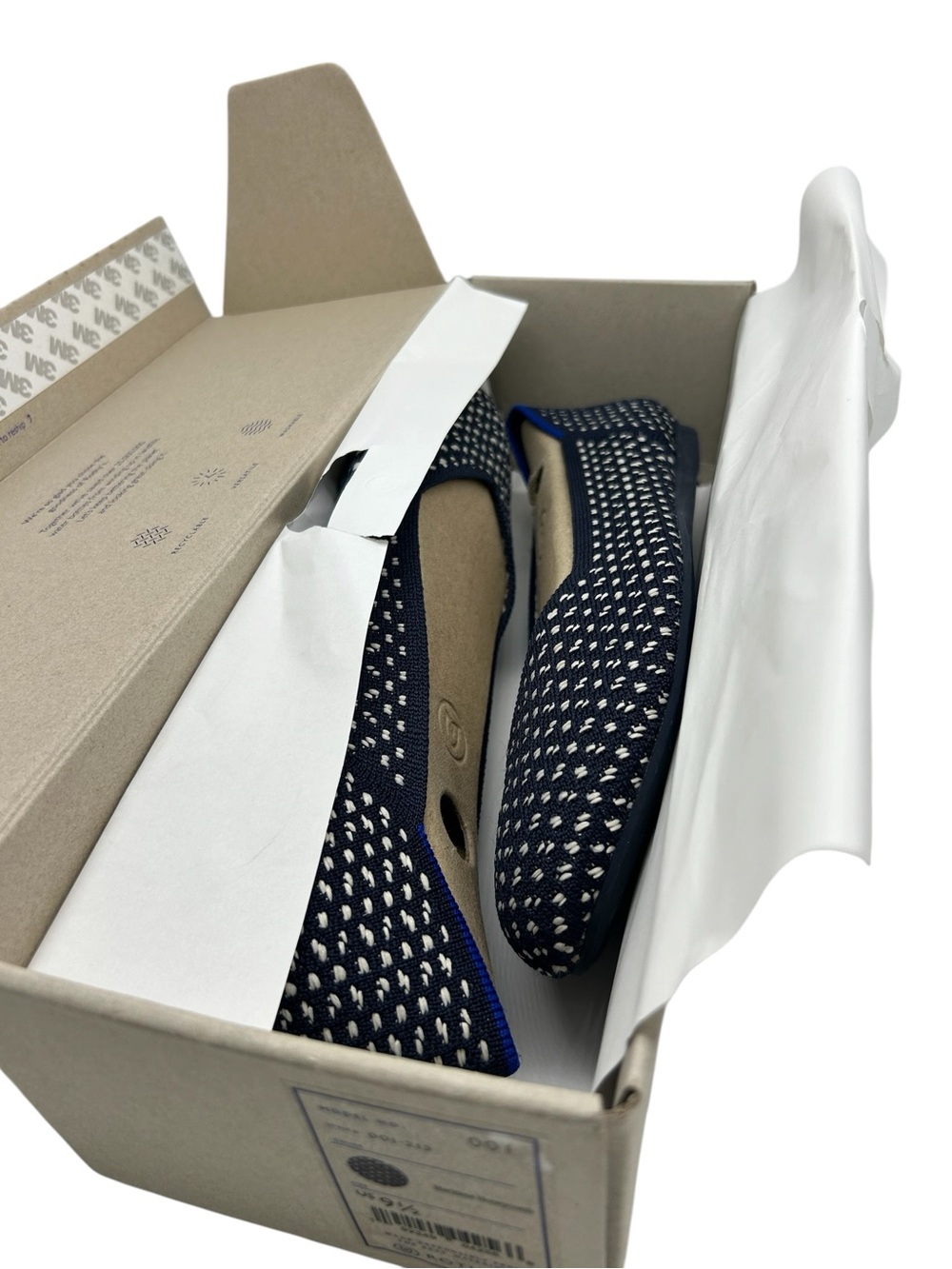 Rothy's Ballet Flats Size 9.5 Maritime Honeycomb Navy Blue Slip On Sustainable - Picture 5 of 9